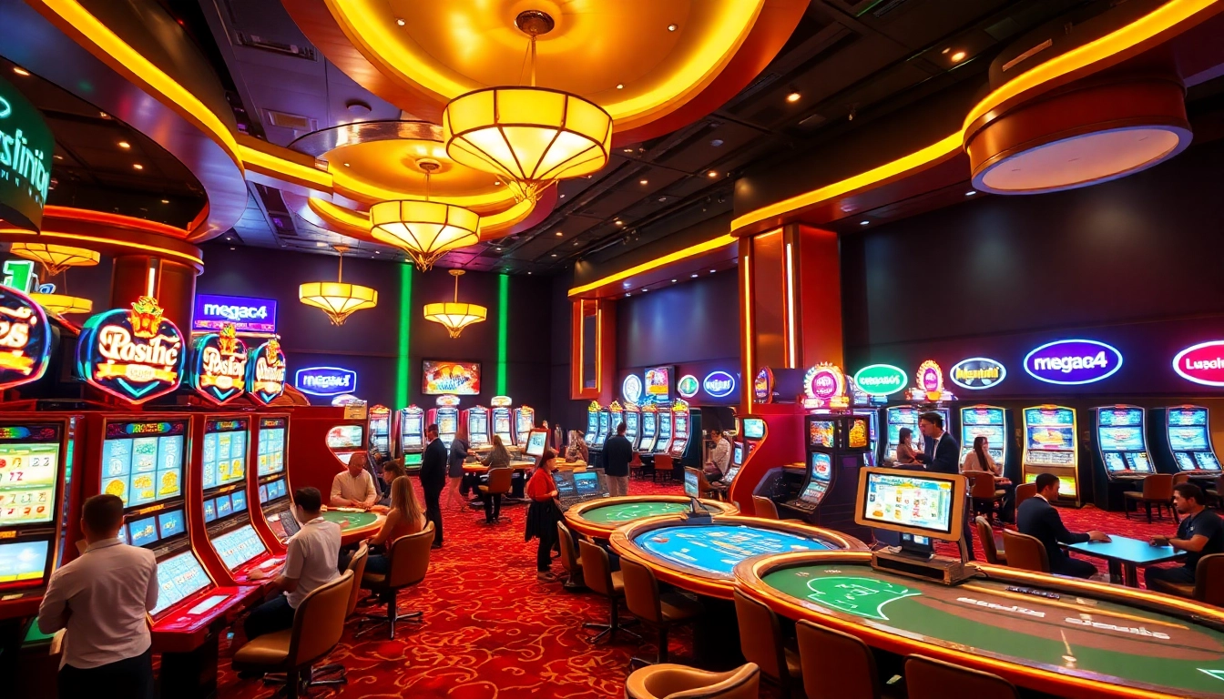 Experience the thrill of winning at megac4's vibrant casino floor filled with exciting games and players.