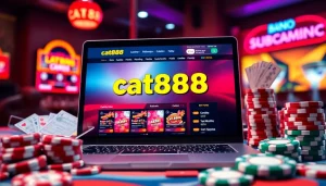 Experience cat888 online betting with vibrant gaming elements and lottery tickets, inviting players into an exciting digital arena.