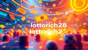 Explore lottorich28's digital lottery platform showcasing vibrant online lottery tickets and cool tech graphics.