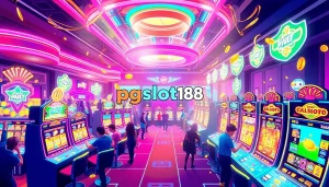 Engaging atmosphere of pgslot168 online slots filled with bright lights and excitement.