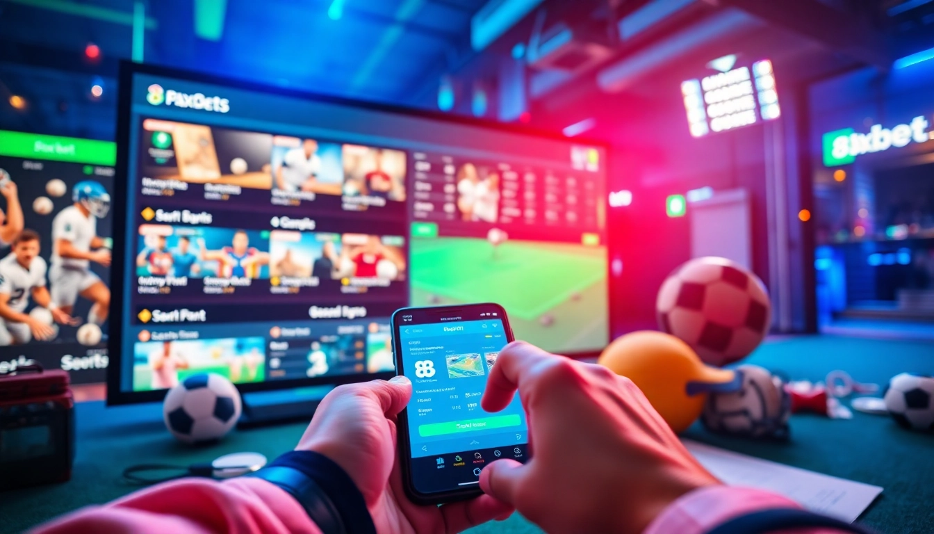 Experience thrill with 8xbet's vibrant online sports betting interface showcasing live odds and games.