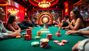 Experience the thrill of winning with bong da lu fun at an upscale casino poker table, complete with chips and cards.