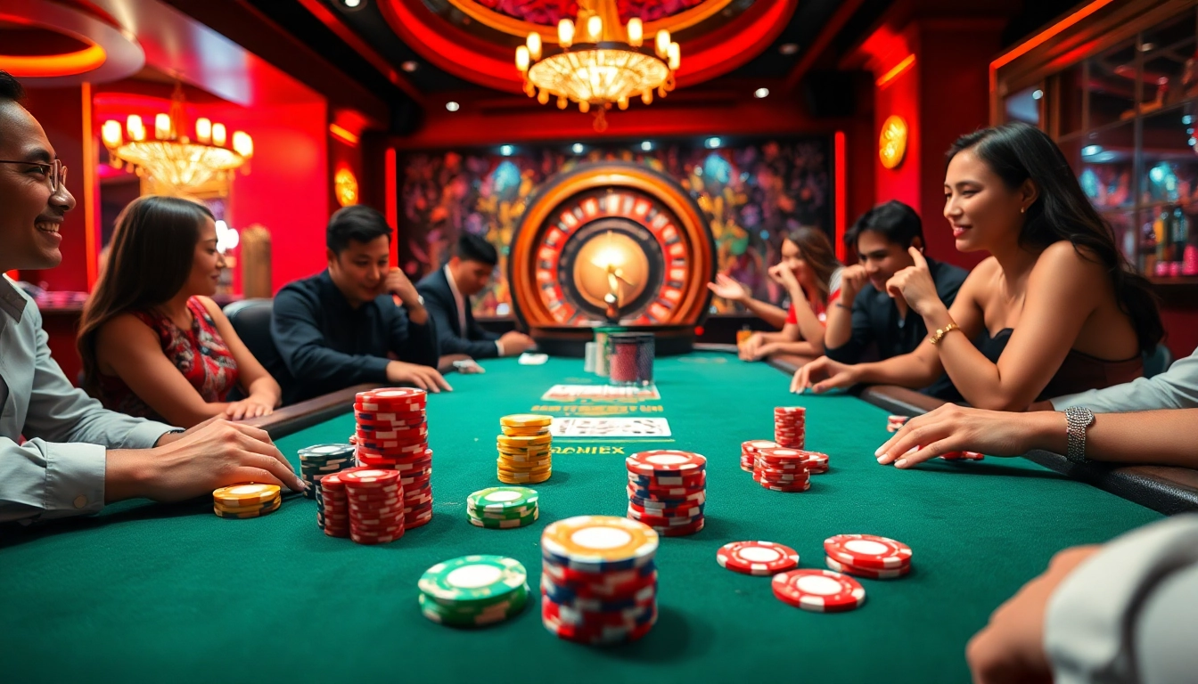 Experience the thrill of winning with bong da lu fun at an upscale casino poker table, complete with chips and cards.