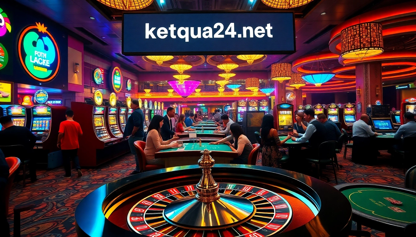 Engage in high-stakes gaming at ketqua24.net's vibrant casino settings.
